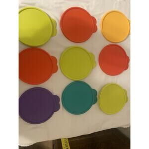 Lot 9 Tupperware #2541 D Replacement C Cereal Butterfly Lids Red Blue Purple